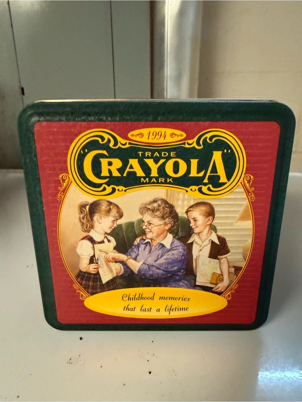 Crayola Vintage Retro Illustration Crayola Tin Including Unopened 64 Crayons